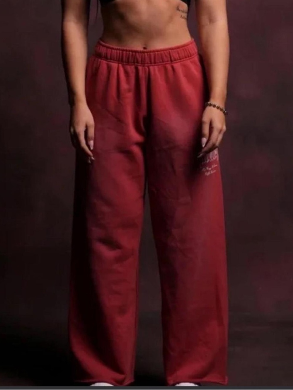 Darc Sport Wide Leg Sweatpants in Burgundy Red